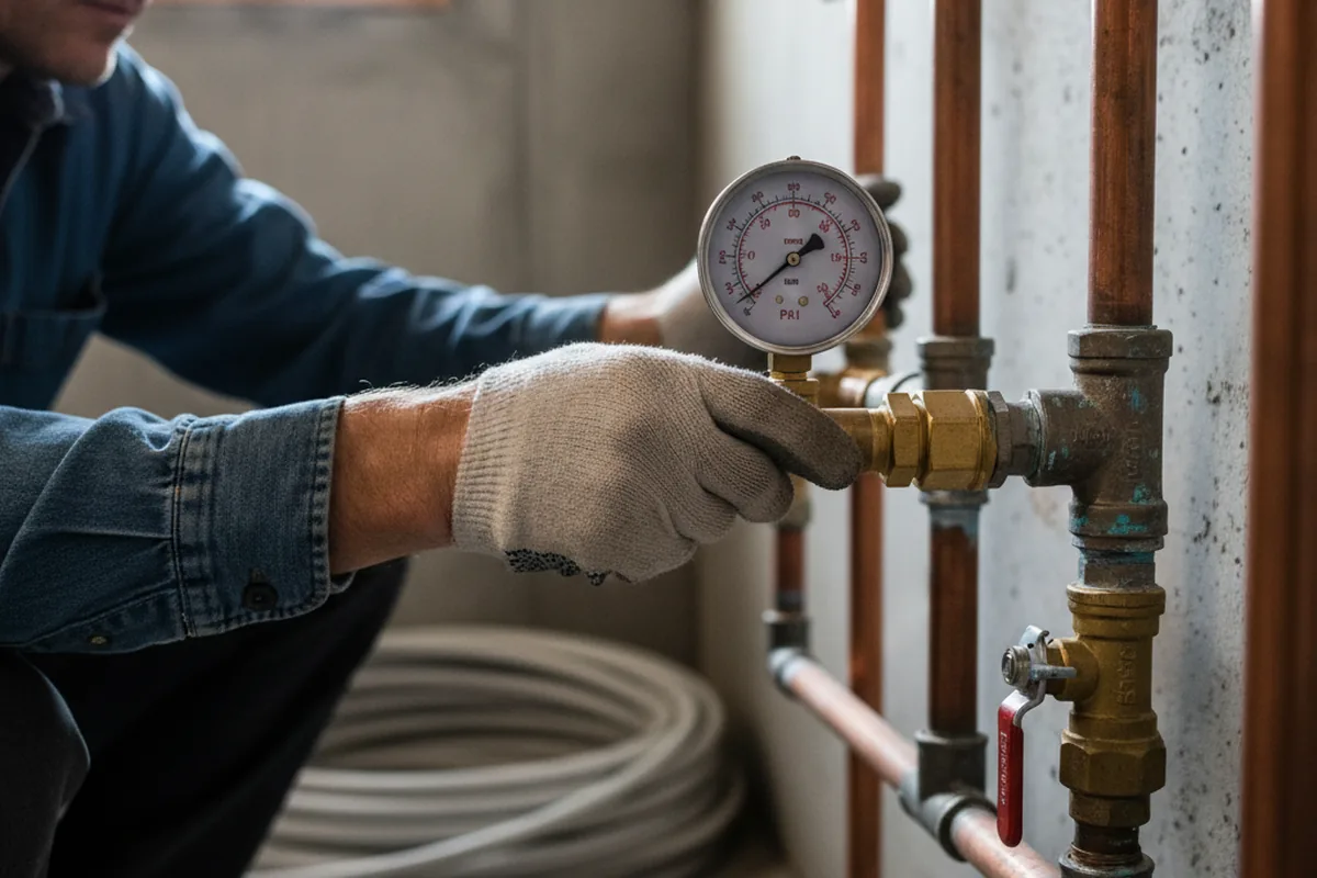 Pressure testing a repaired line during Water Line Repair in Bartlett